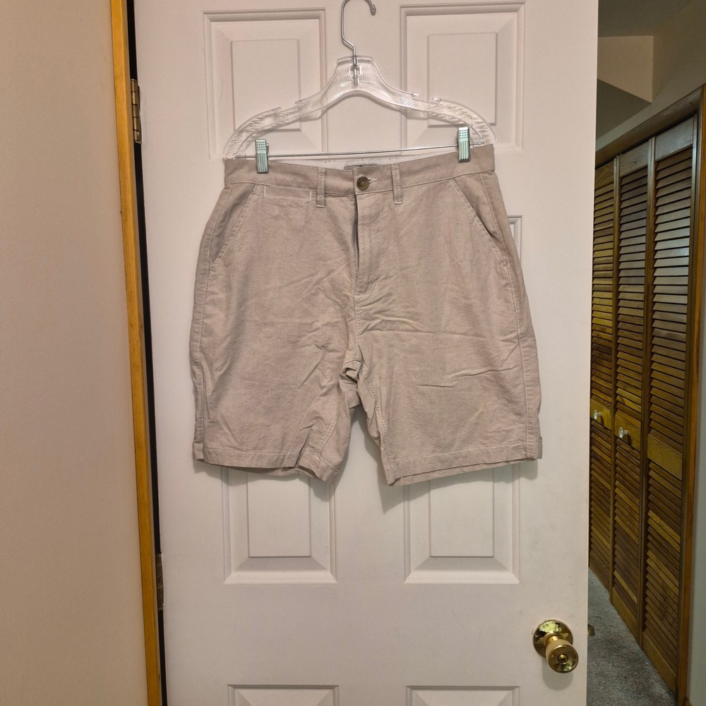 Weatherproof Mens Khaki Beige Flat Front Chino Shorts Size 32 Casual Outdoor